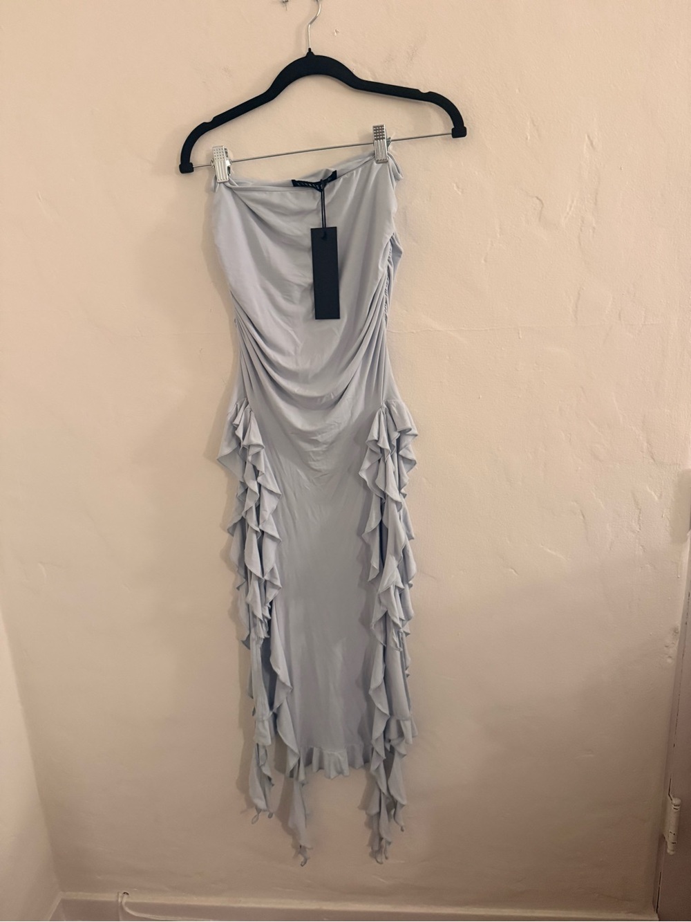 Lioness Light Blue Ruffled High-Slit Maxi Skirt - Picture 2 of 6